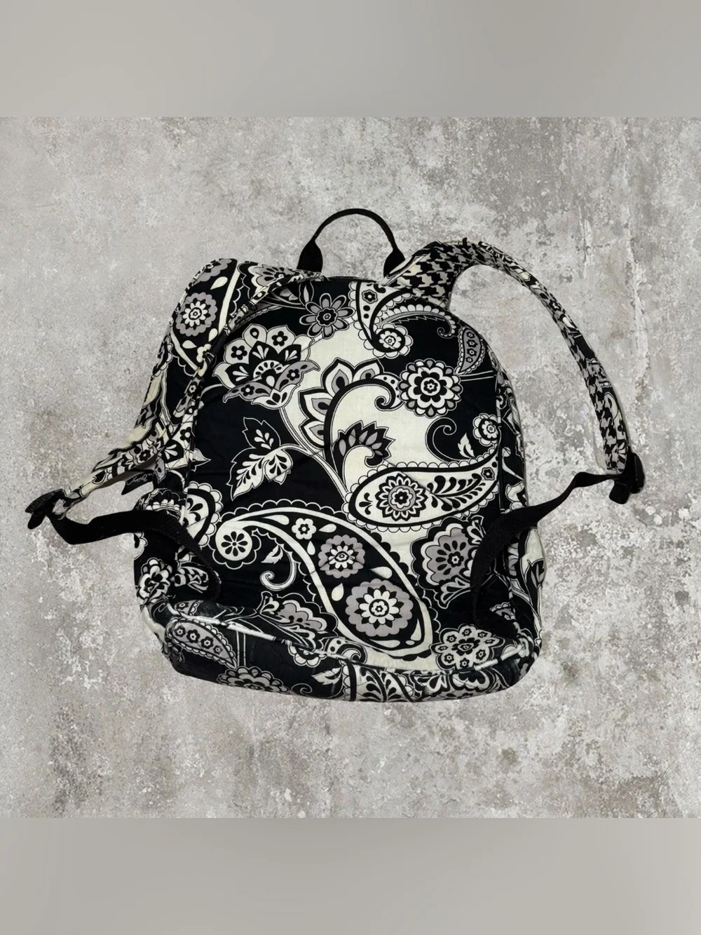 Vera Bradley Campus Backpack in Midnight Paisley Black & White Pattern